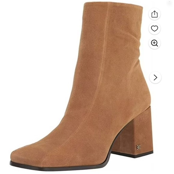 Sam Edelman Shoes - Sam Edelman Womens High Ankle Boots Tan Suede Leather Square Toe Booties 6.5 NEW